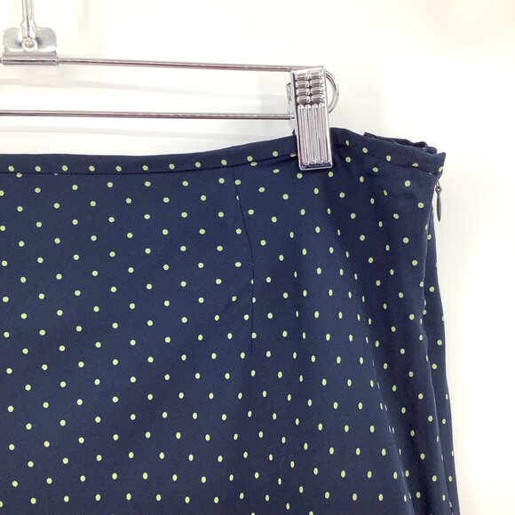J.G. Hook Navy & Green Polka Dot A-Line Midi Skirt Womens Size 16 Silk Blend - Picture 3 of 5
